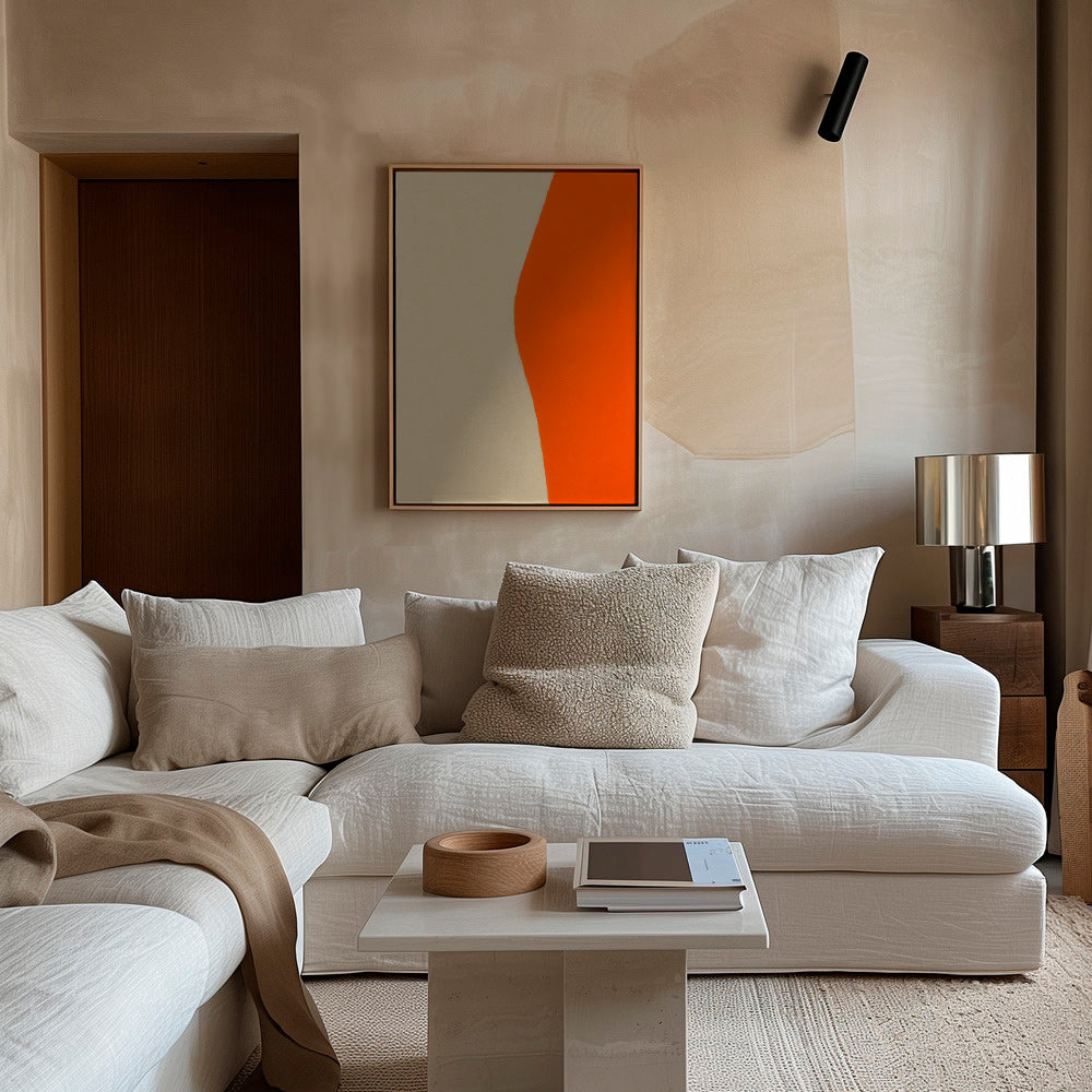 Abstrakt billede med orange kurve – Canvas2
