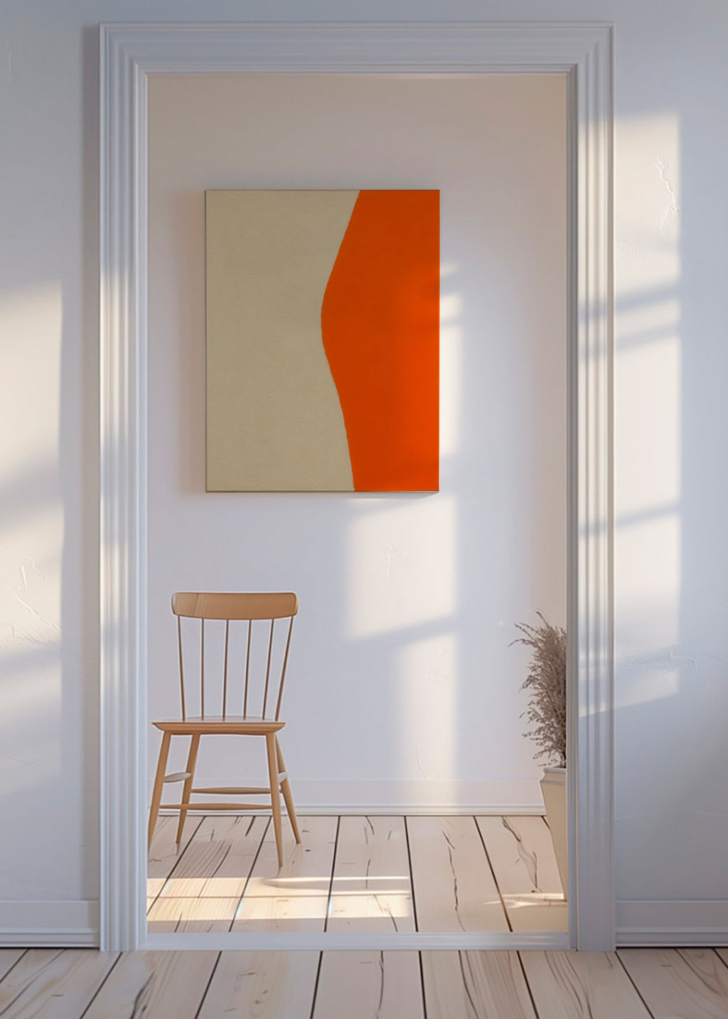 Abstrakt billede med orange kurve – Canvas