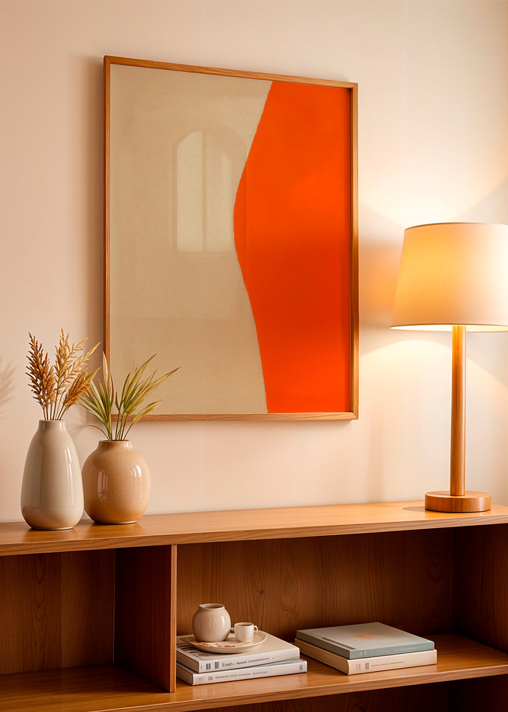 Abstrakt billede med orange kurve – Product1