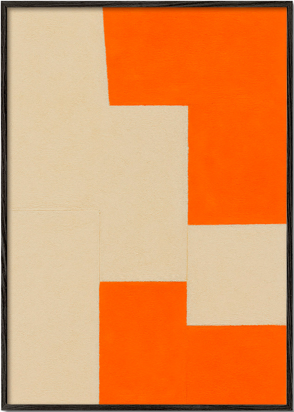 Geometrisk billede beige og orange blokke – Black Frame