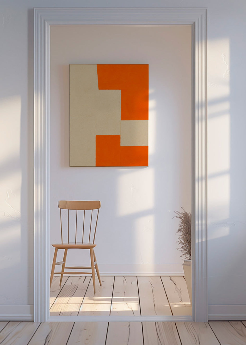 Geometrisk billede beige og orange blokke – Canvas