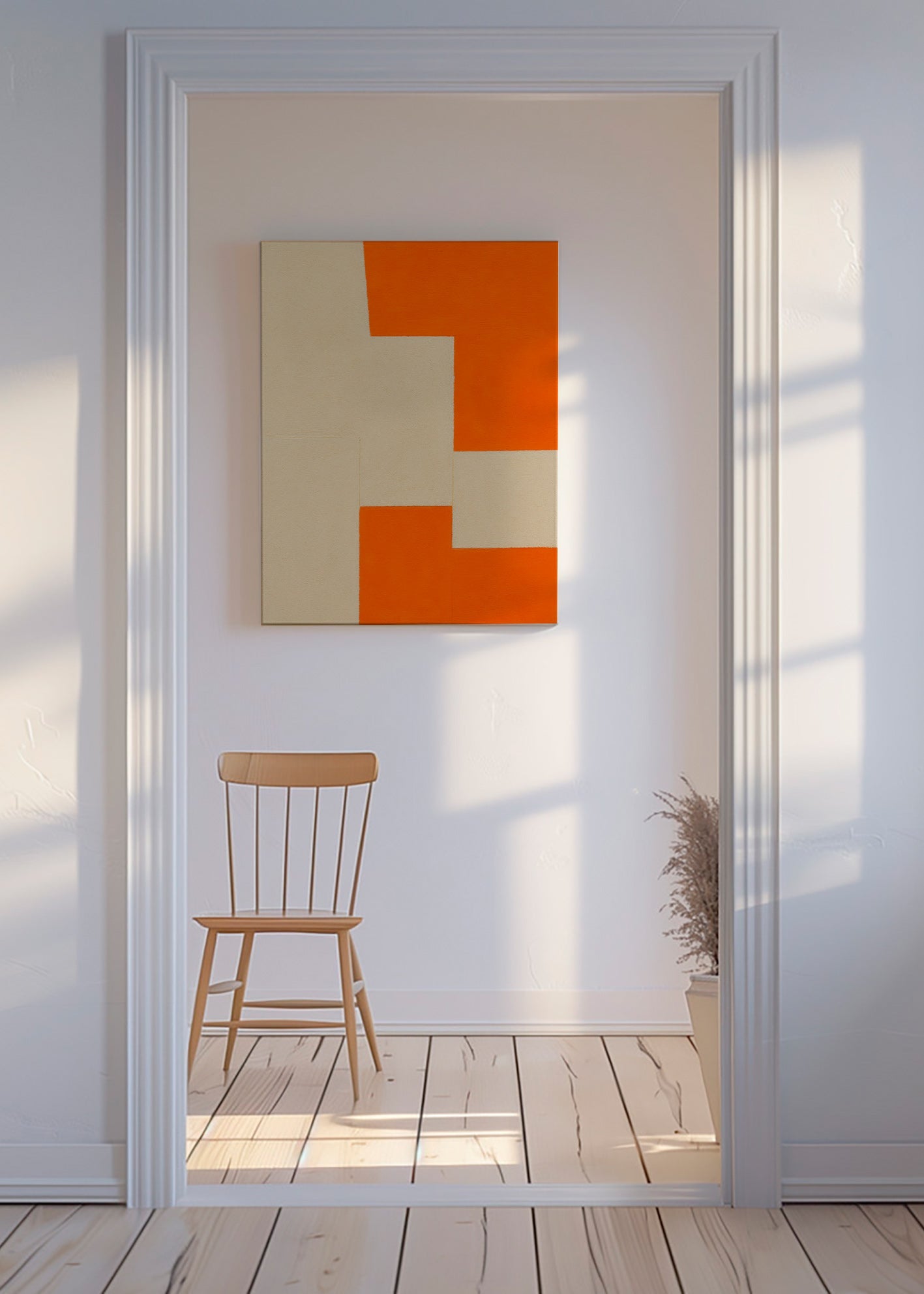 Geometrisk billede beige og orange blokke – Canvas