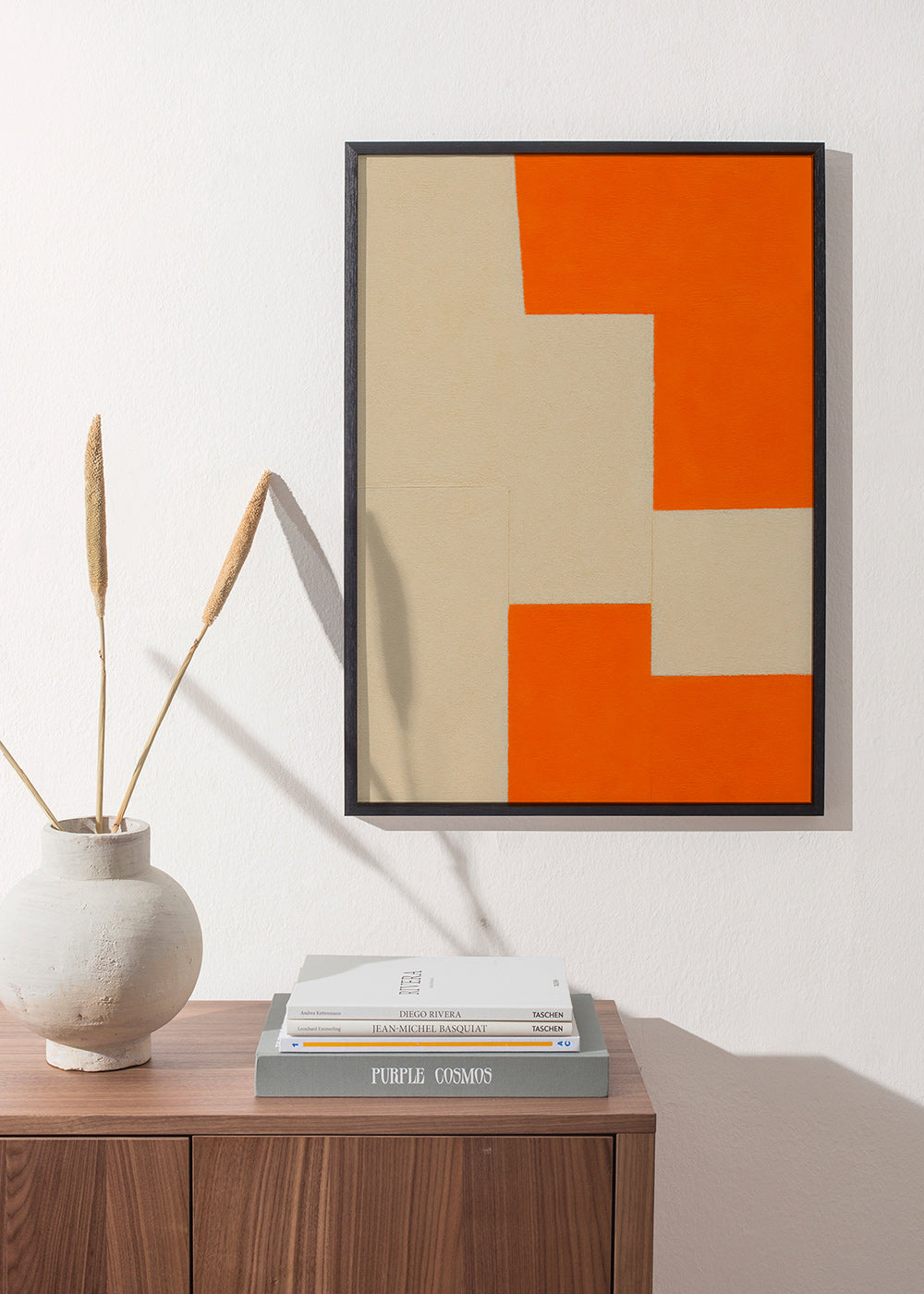 Geometrisk billede beige og orange blokke – Product1