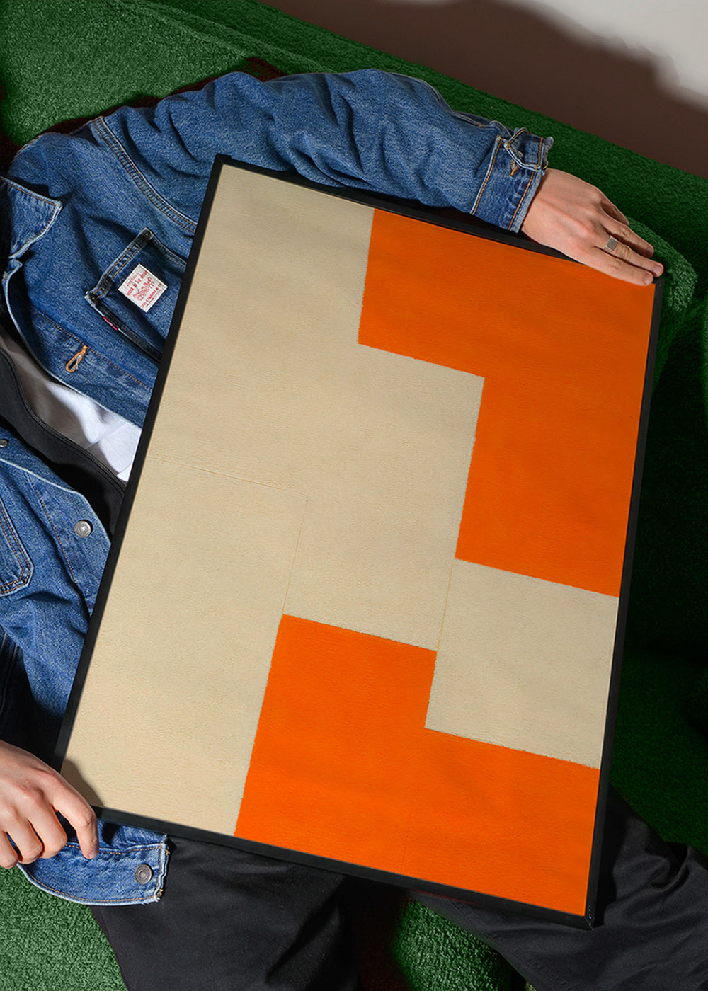 Geometrisk billede beige og orange blokke – Product3