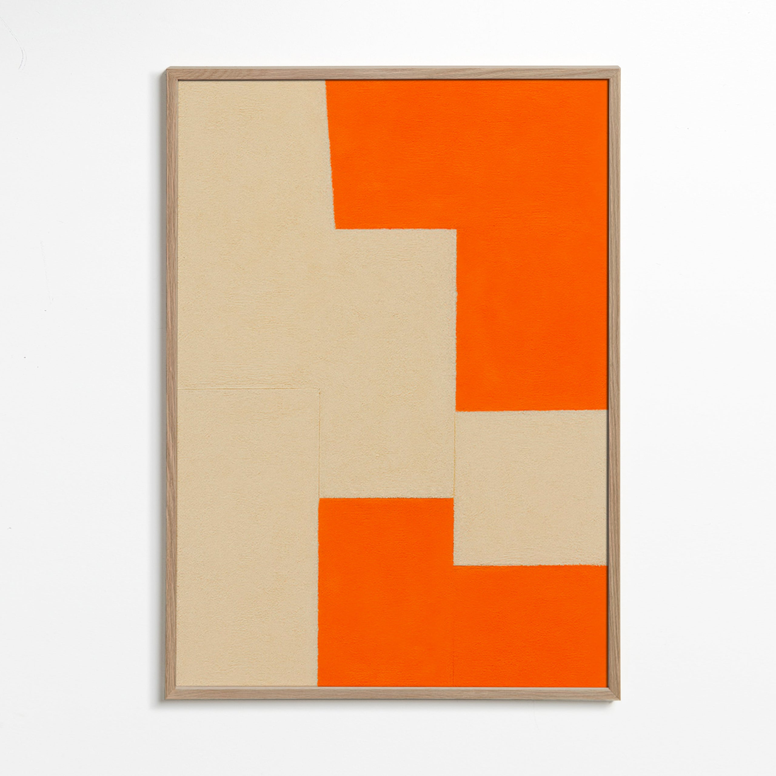 Geometrisk billede beige og orange blokke – Oak Frame