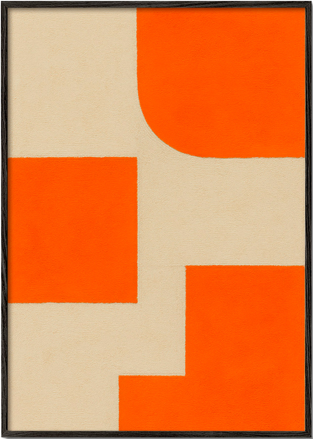 Geometrisk kunst i orange og beige med modulære blokke – Black Frame