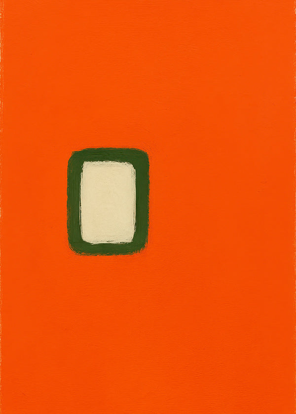 Minimalistisk orange panel med grøn kerne
