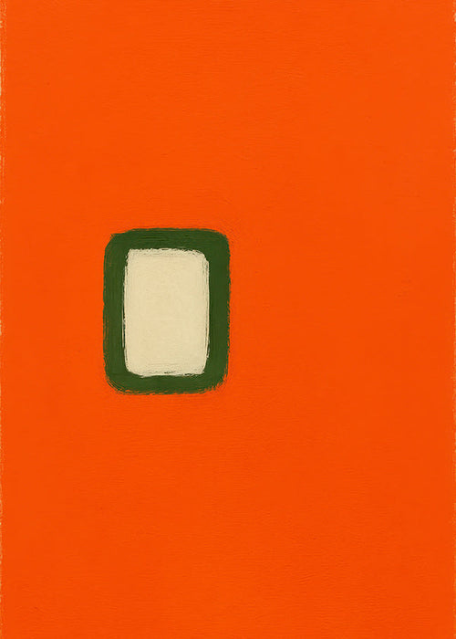 Minimalistisk orange panel med grøn kerne