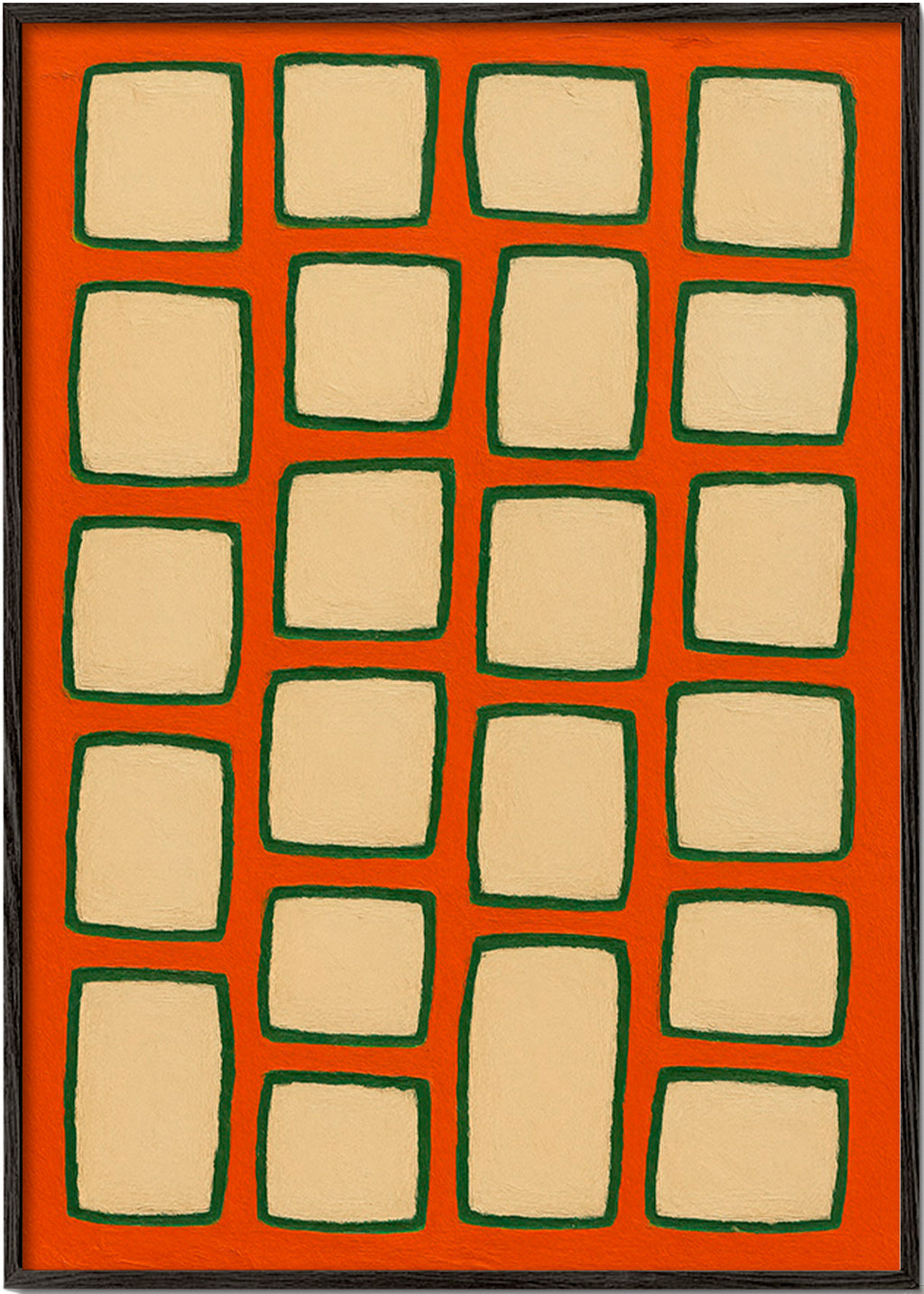 Geometrisk gitter terracotta billede – Black Frame