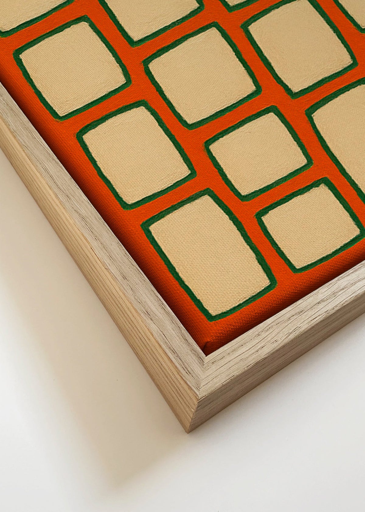 Geometrisk gitter terracotta billede – Canvas detail