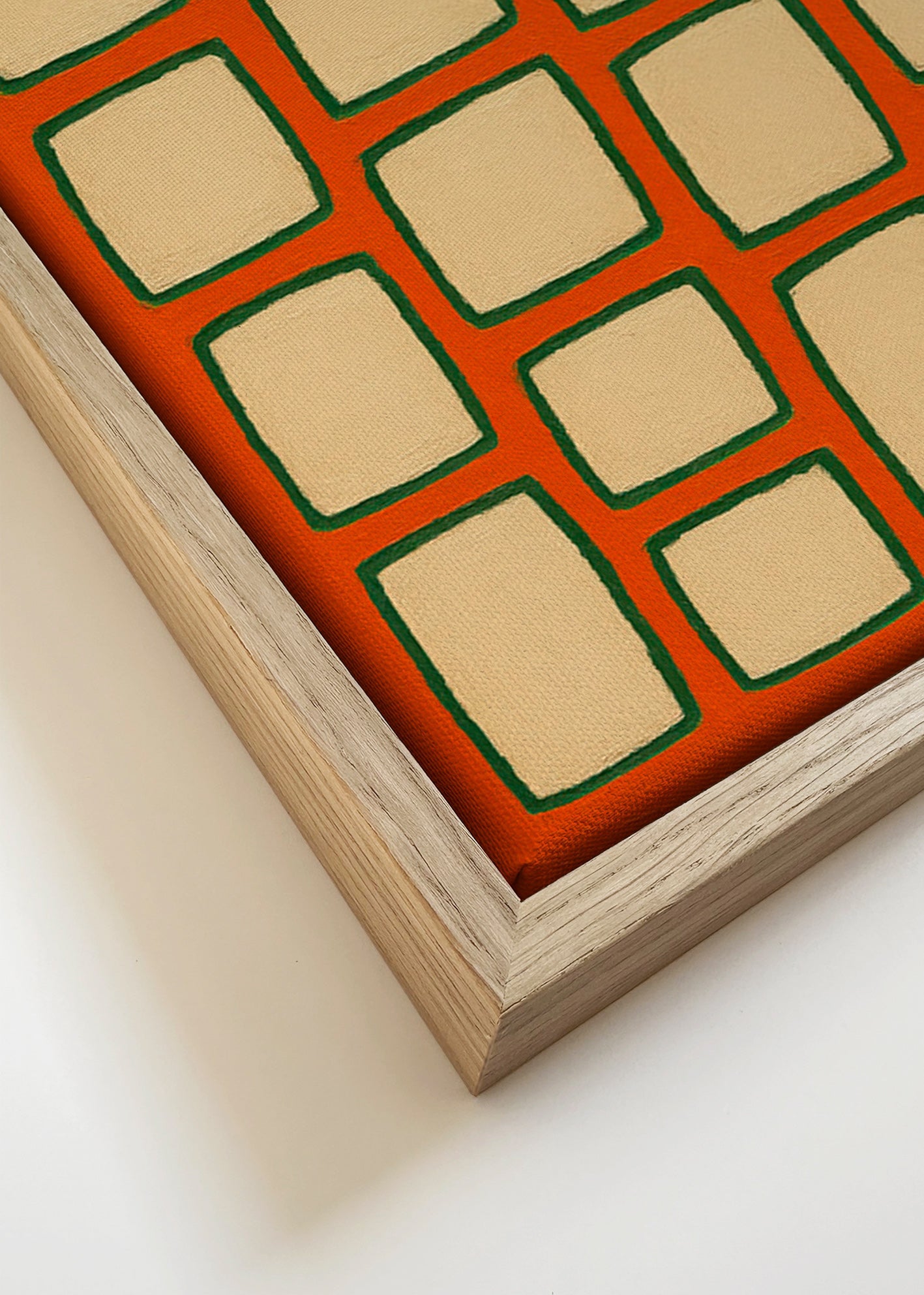 Geometrisk gitter terracotta billede – Canvas detail