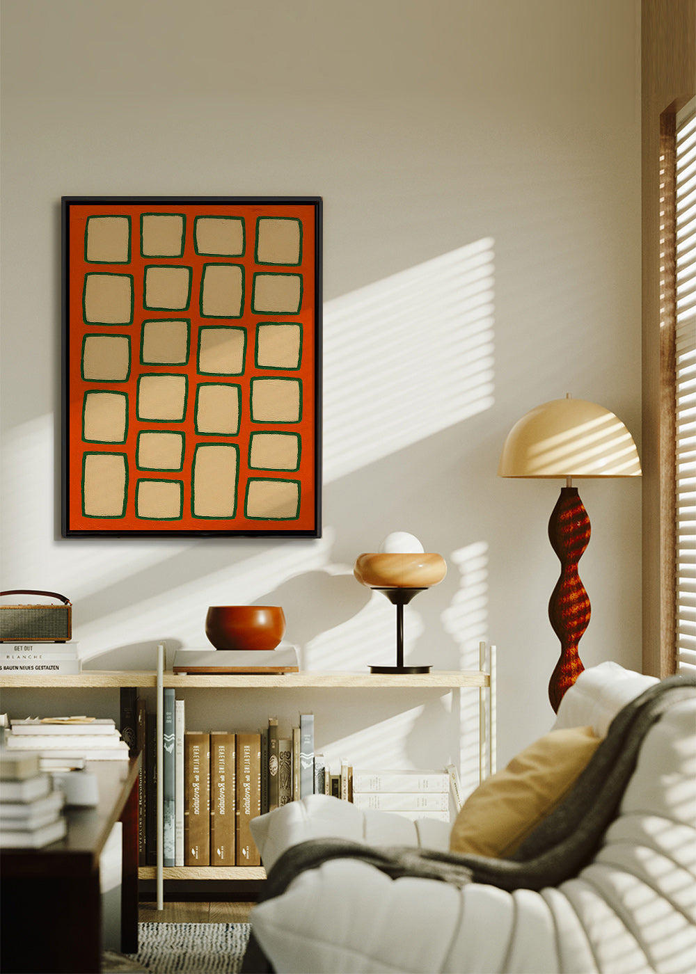Geometrisk gitter terracotta billede – Canvas1