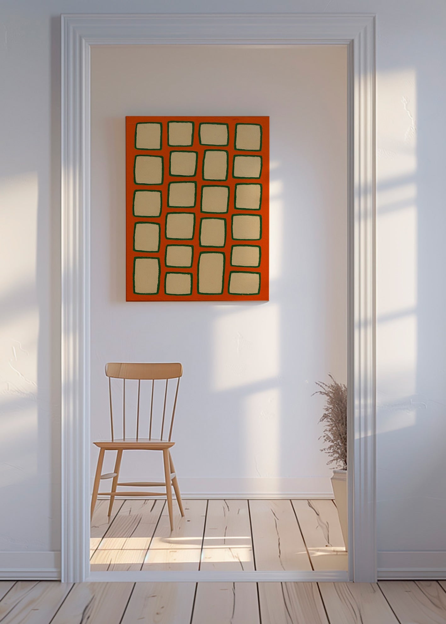 Geometrisk gitter terracotta billede – Canvas