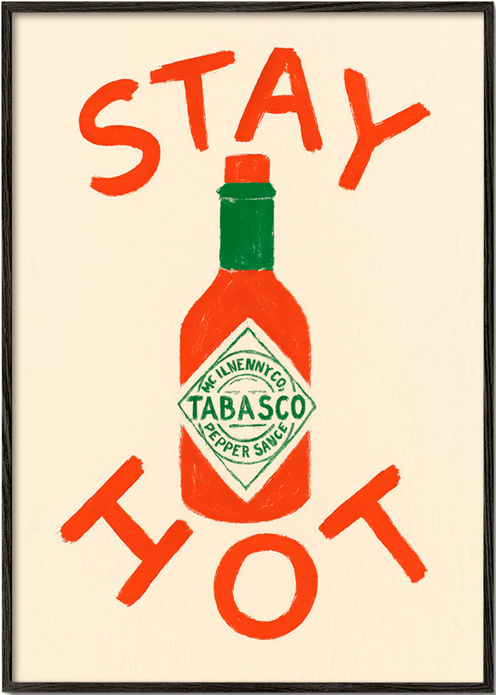 Køkkenkunst Stay Hot illustreret flaske – Black Frame