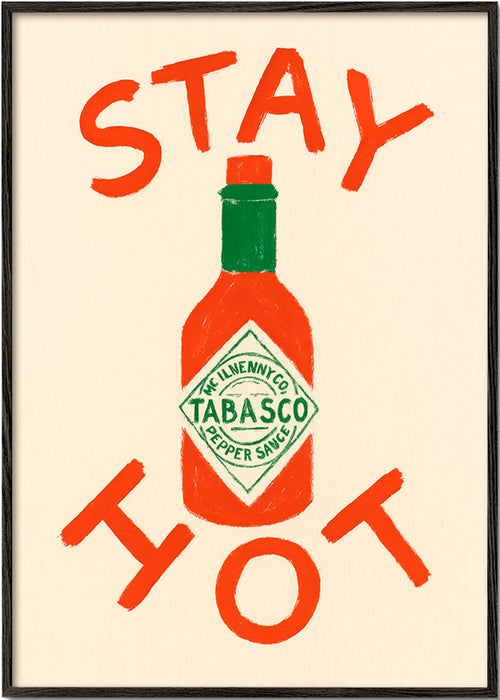 Køkkenkunst Stay Hot illustreret flaske – Black Frame