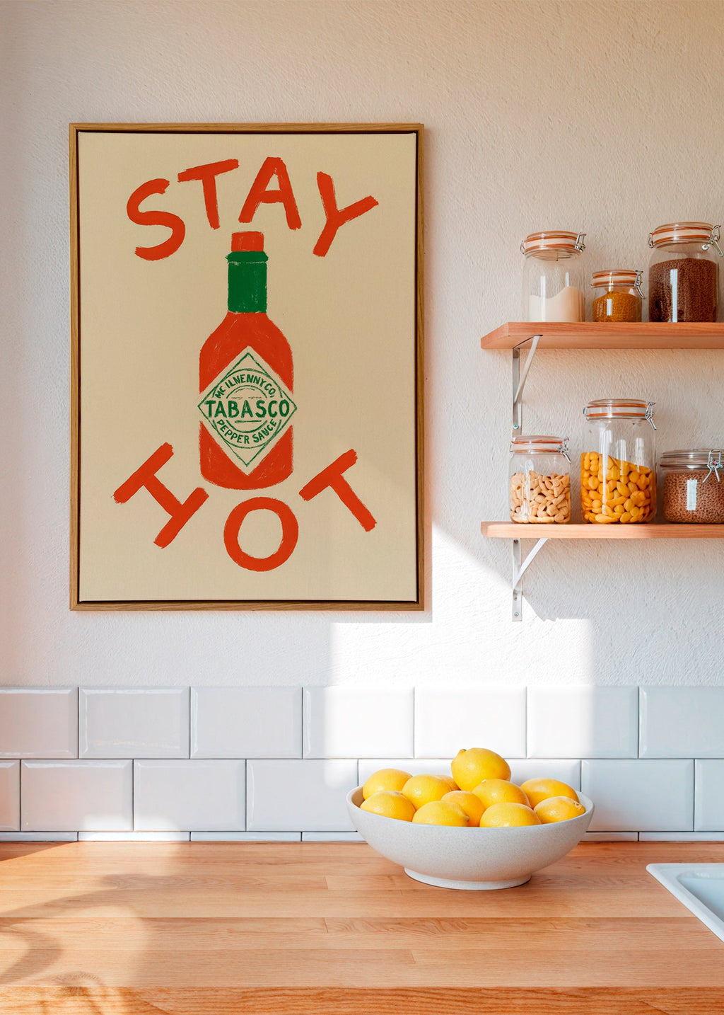 Køkkenkunst Stay Hot illustreret flaske – Canvas2