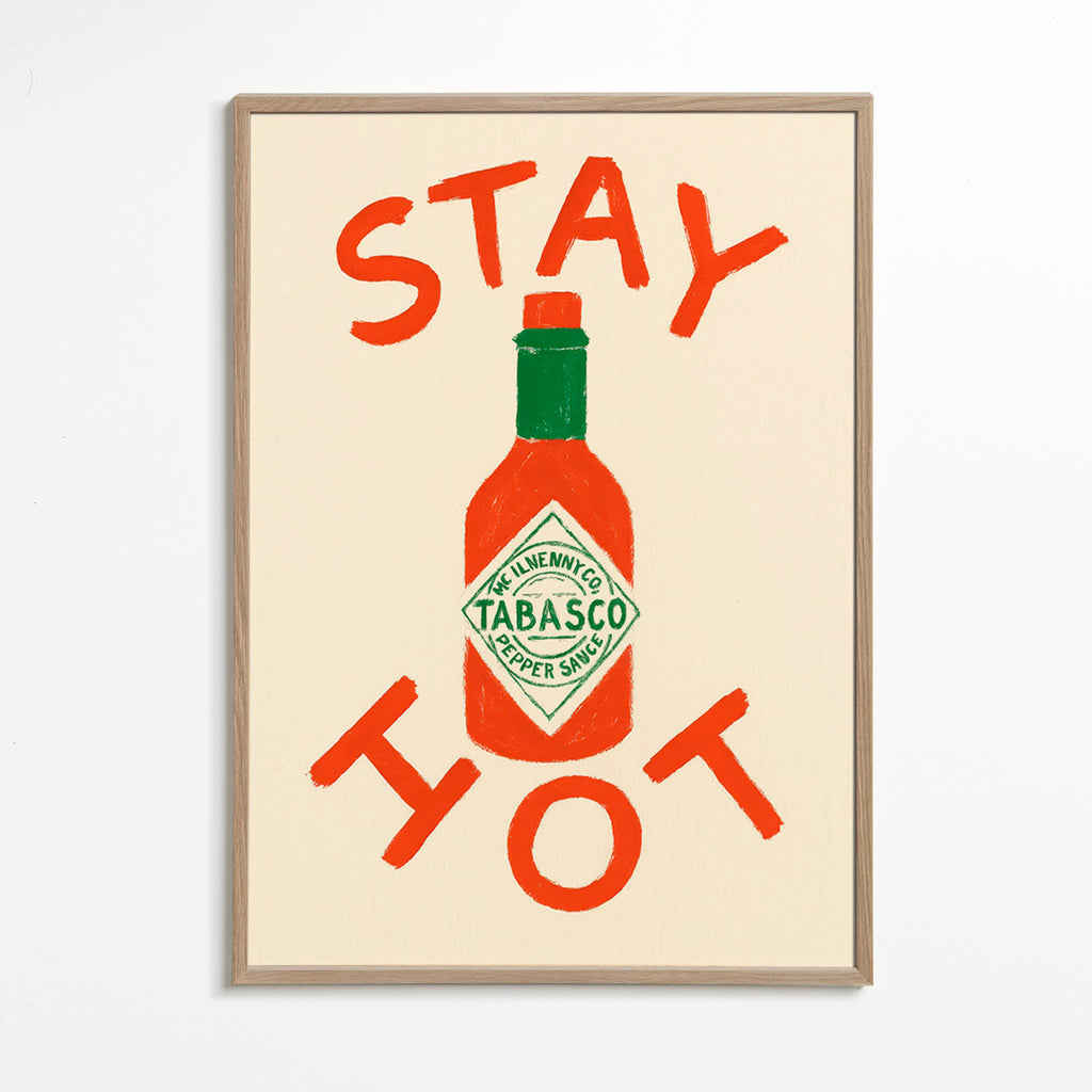 Køkkenkunst Stay Hot illustreret flaske – Oak Frame