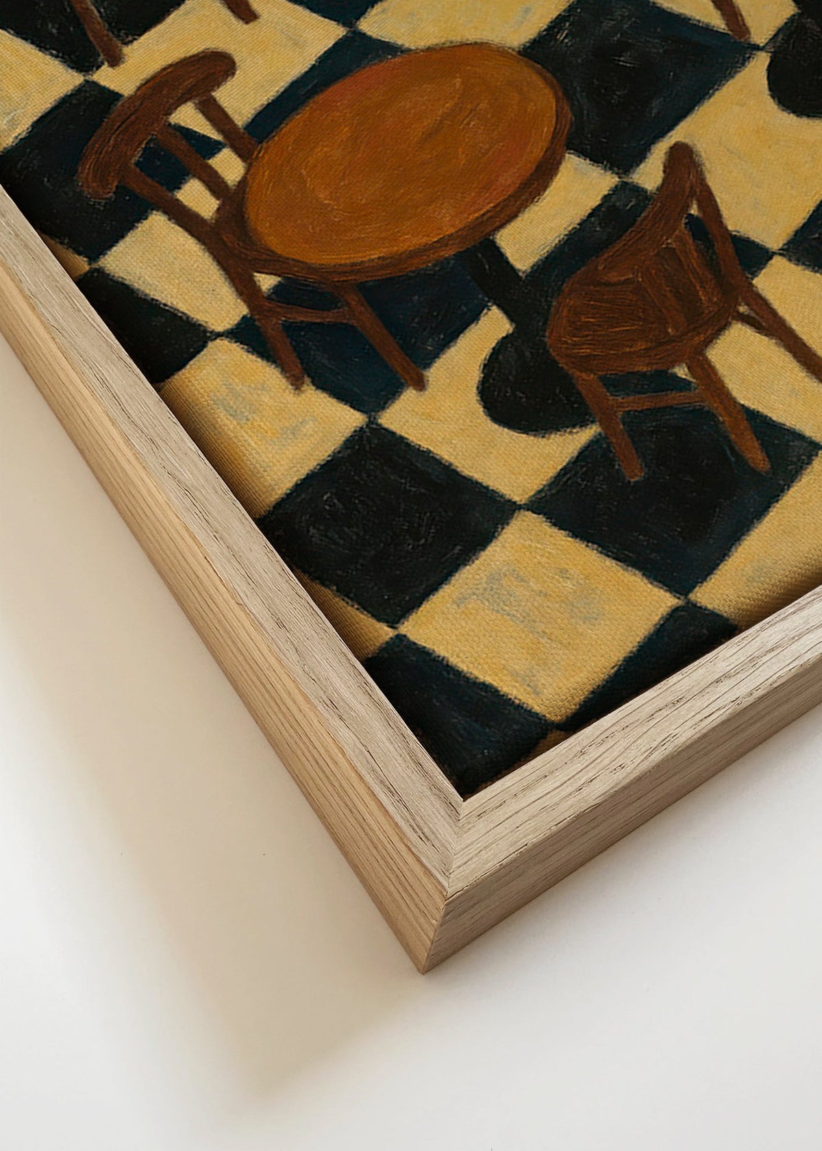 Køkkenkunst: bistroborde på skakgulv – Canvas detail