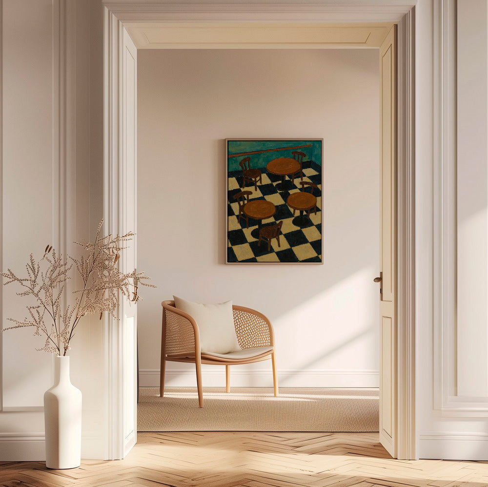 Køkkenkunst: bistroborde på skakgulv – Canvas2