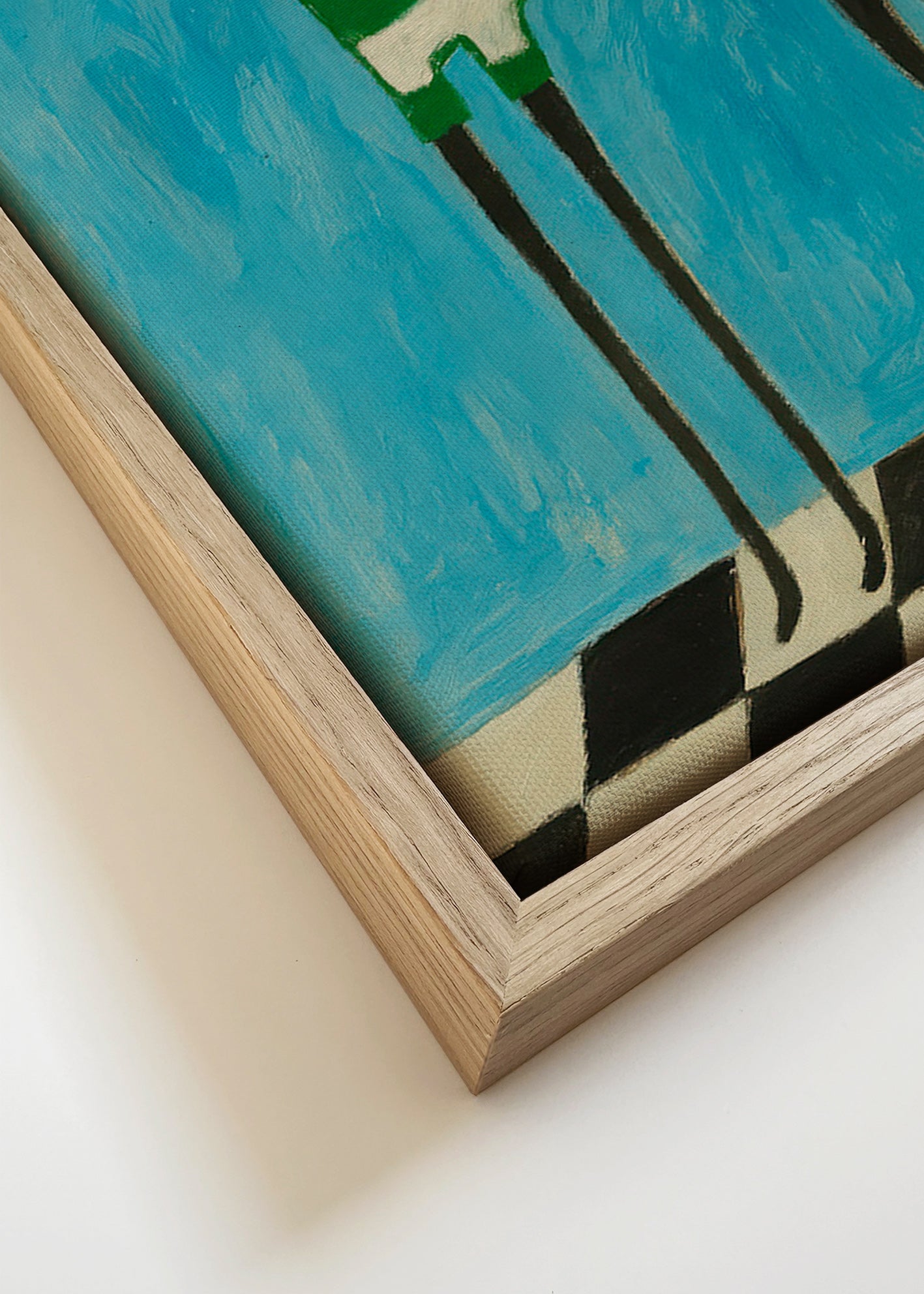 Stiliseret hund med grønne striber – Canvas detail