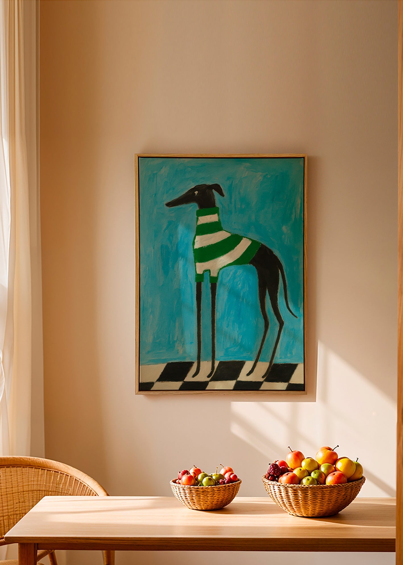 Stiliseret hund med grønne striber – Canvas1