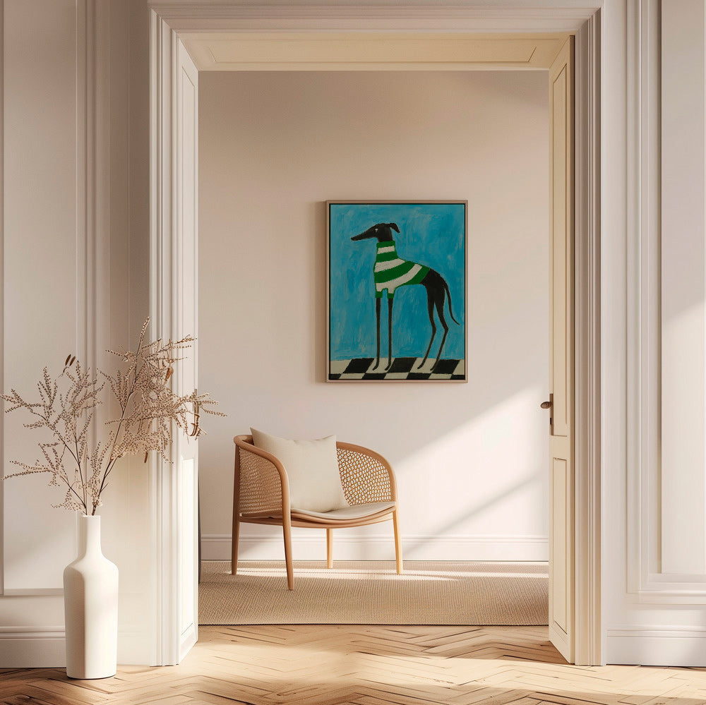 Stiliseret hund med grønne striber – Canvas2