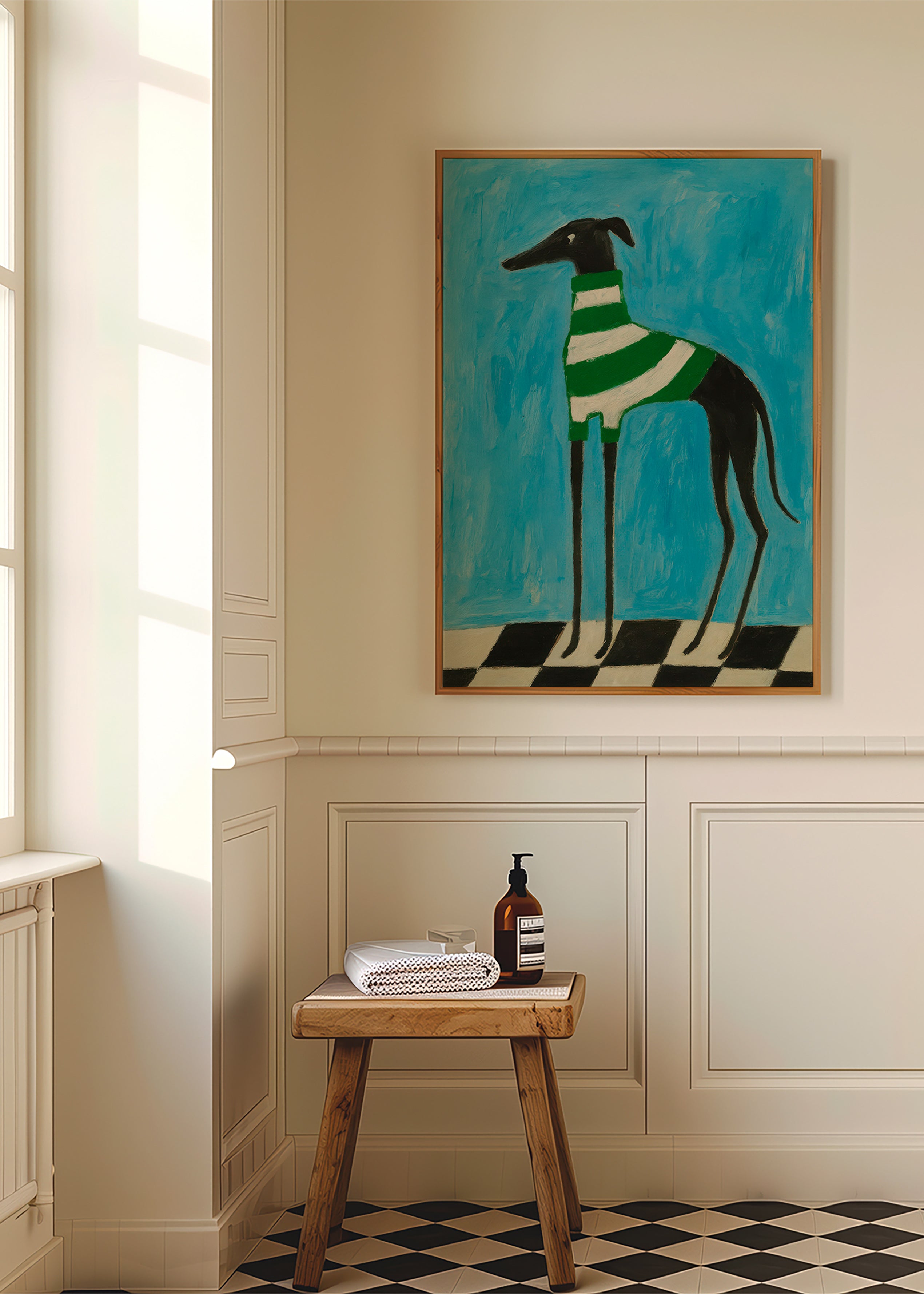 Stiliseret hund med grønne striber – Product1