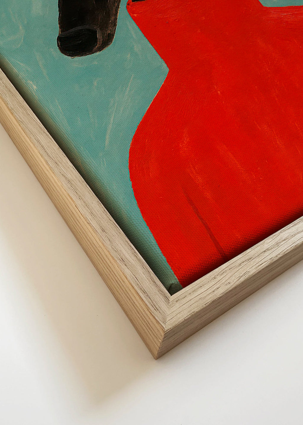 Vindhundsportræt med rød trøje – Canvas detail