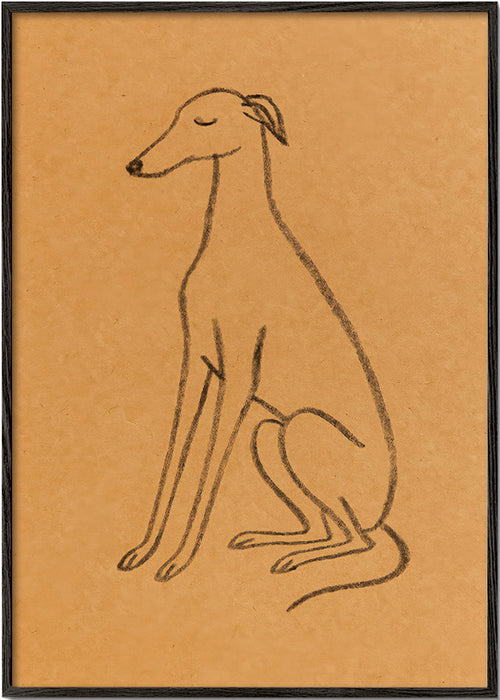 Galgo-silhuet linjetegning – Black Frame