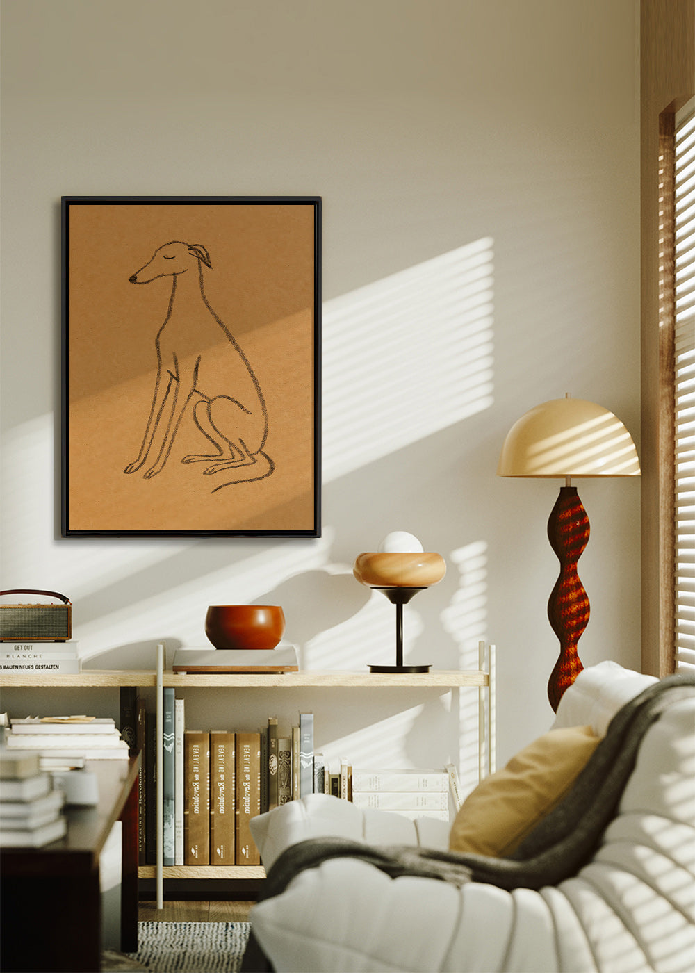 Galgo-silhuet linjetegning – Canvas1