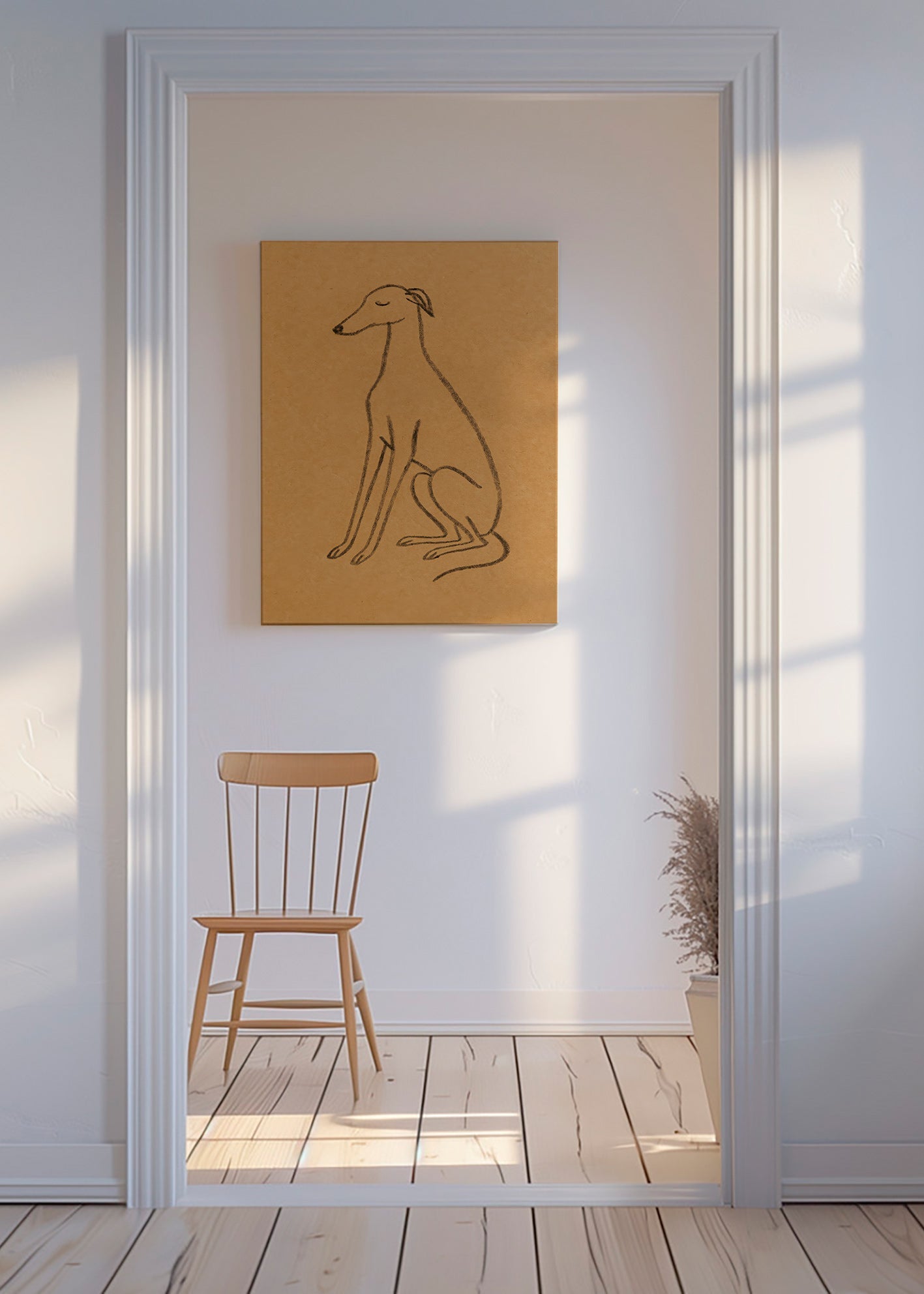 Galgo-silhuet linjetegning – Canvas
