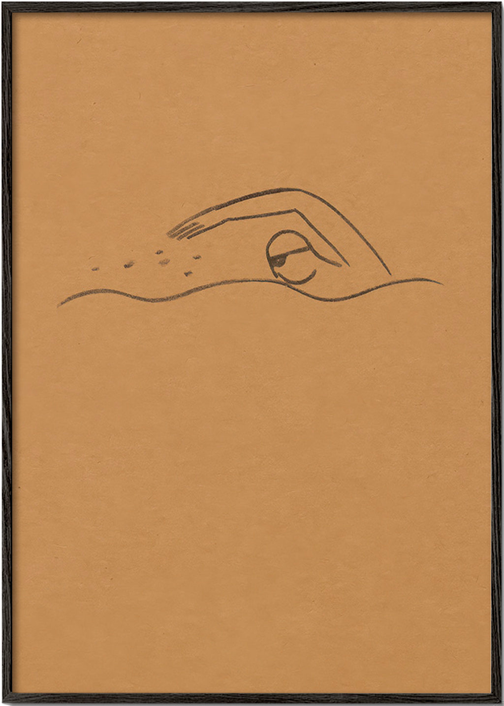Minimal svømmer illustration på kraftpapir – Black Frame