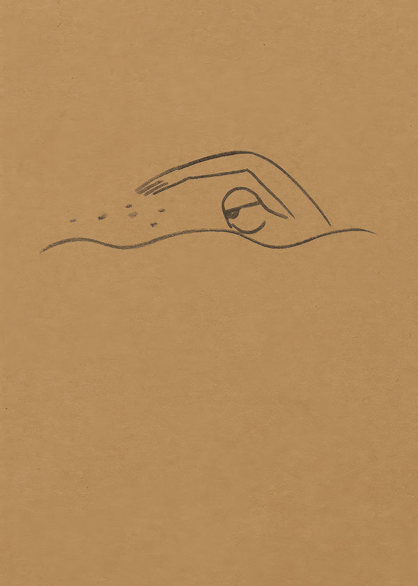 Minimal svømmer illustration på kraftpapir