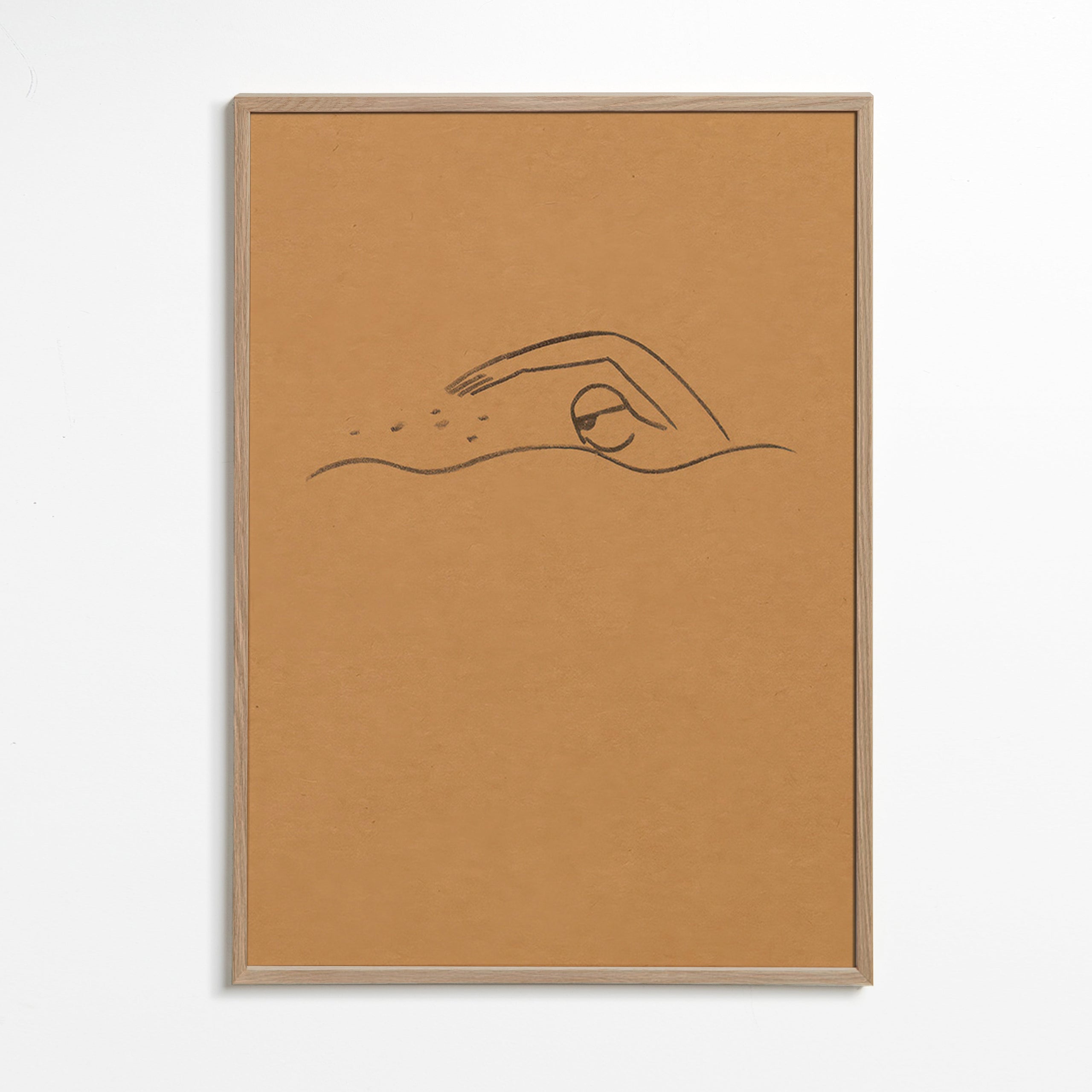 Minimal svømmer illustration på kraftpapir – Oak Frame