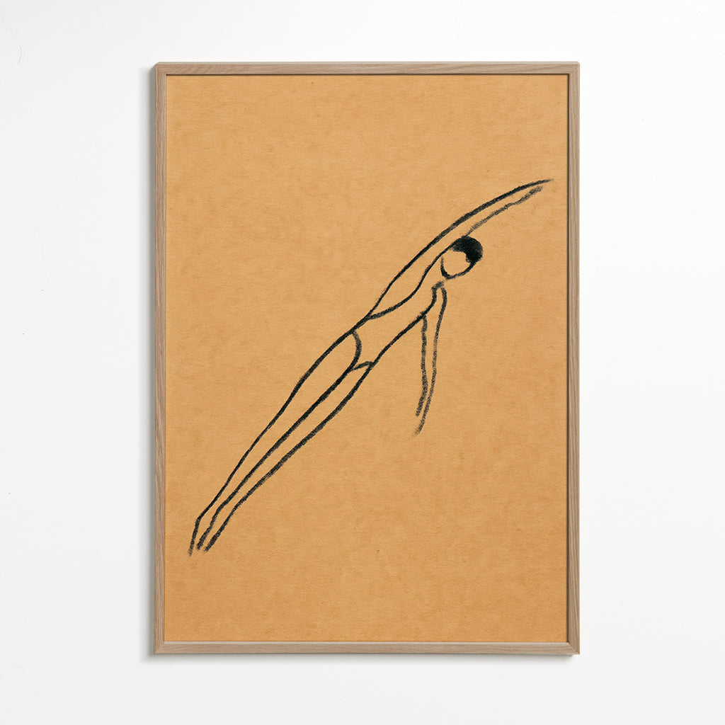 Illustration af figur i suspension – Oak Frame