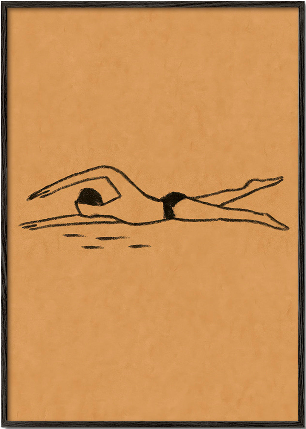 Illustration af svømmer i linjetegning – Black Frame