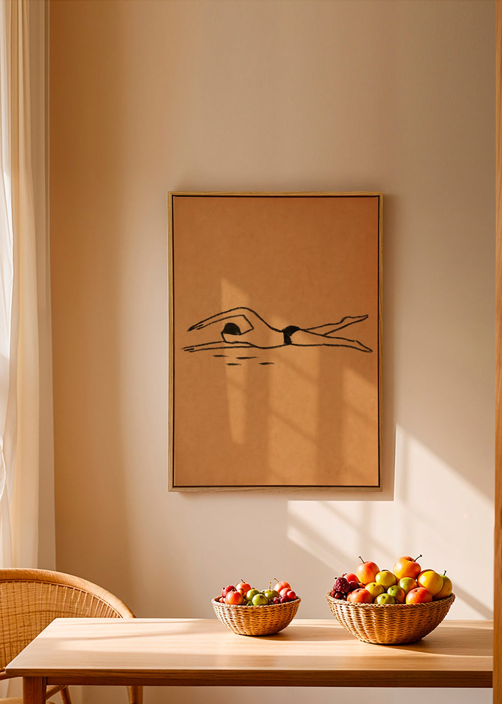 Illustration af svømmer i linjetegning – Canvas1
