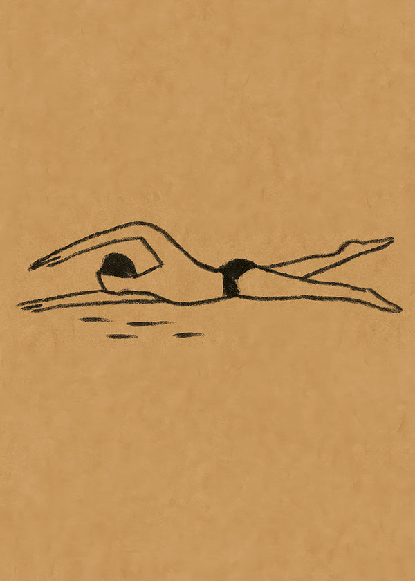Illustration af svømmer i linjetegning