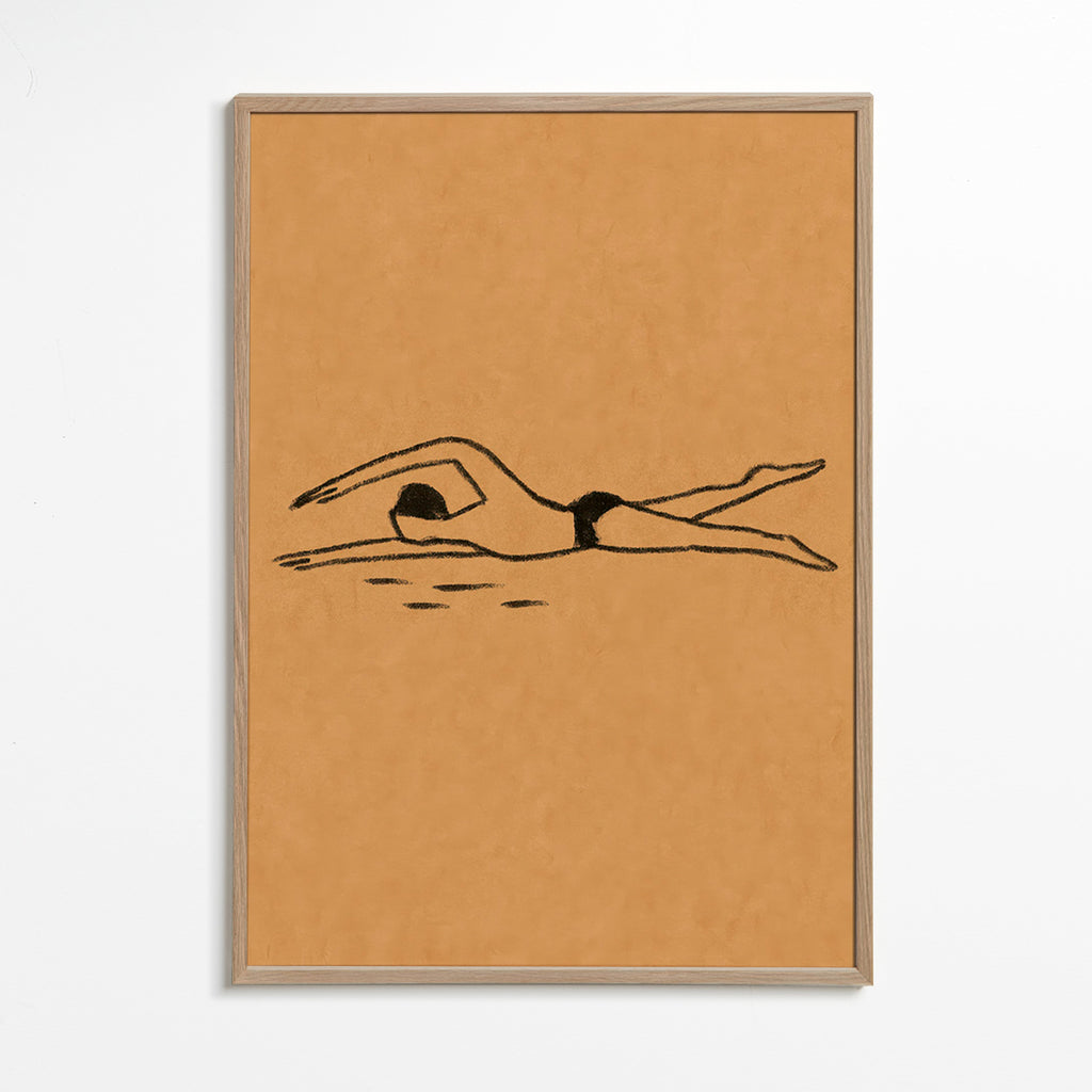 Illustration af svømmer i linjetegning – Oak Frame