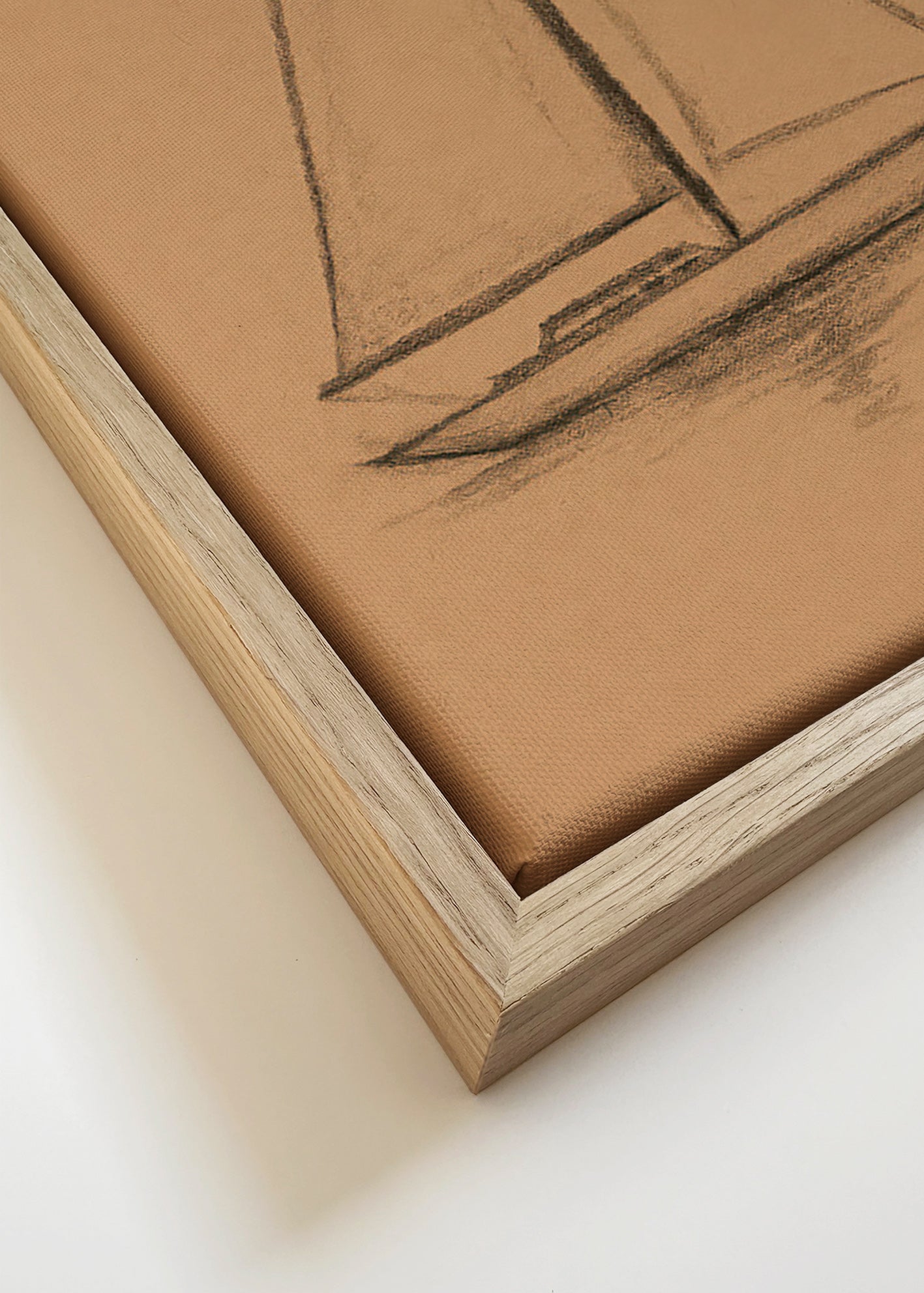Sort-hvid kunst: sejlbådssketch – Canvas detail
