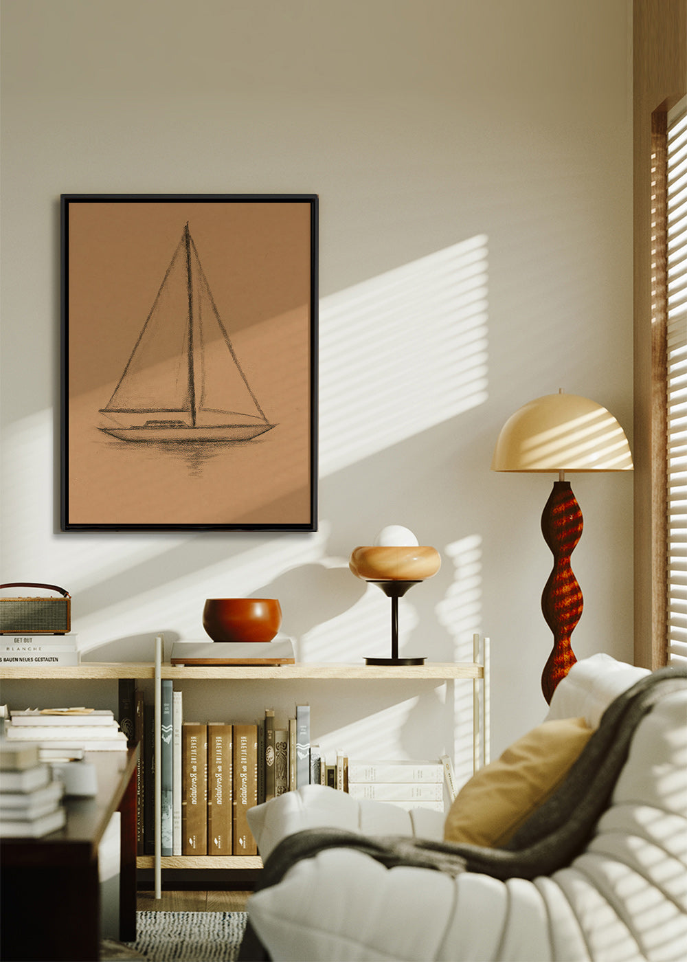 Sort-hvid kunst: sejlbådssketch – Canvas2