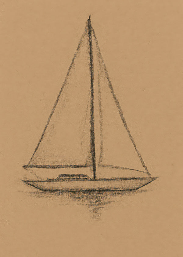 Sort-hvid kunst: sejlbådssketch