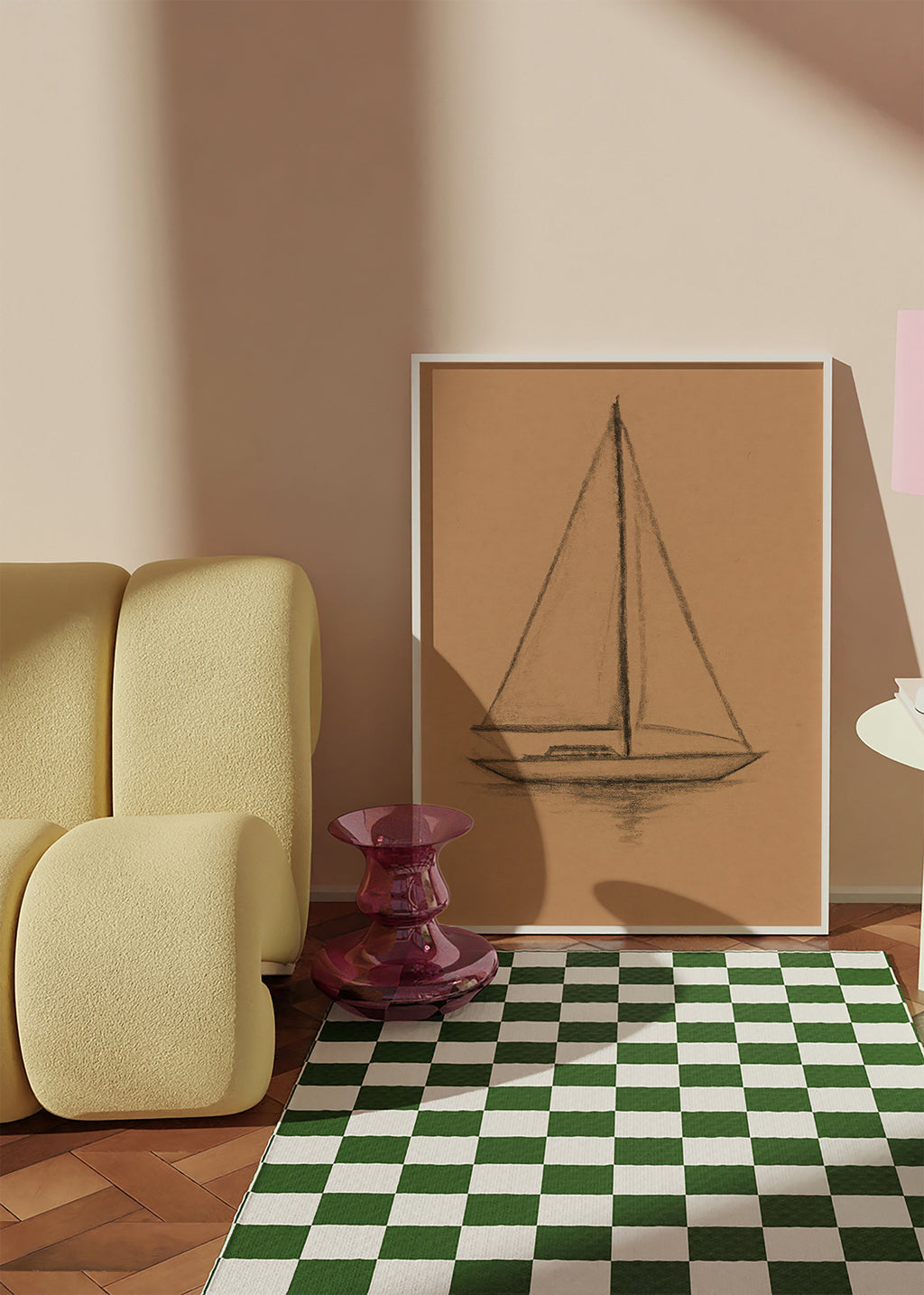 Sort-hvid kunst: sejlbådssketch – Product2