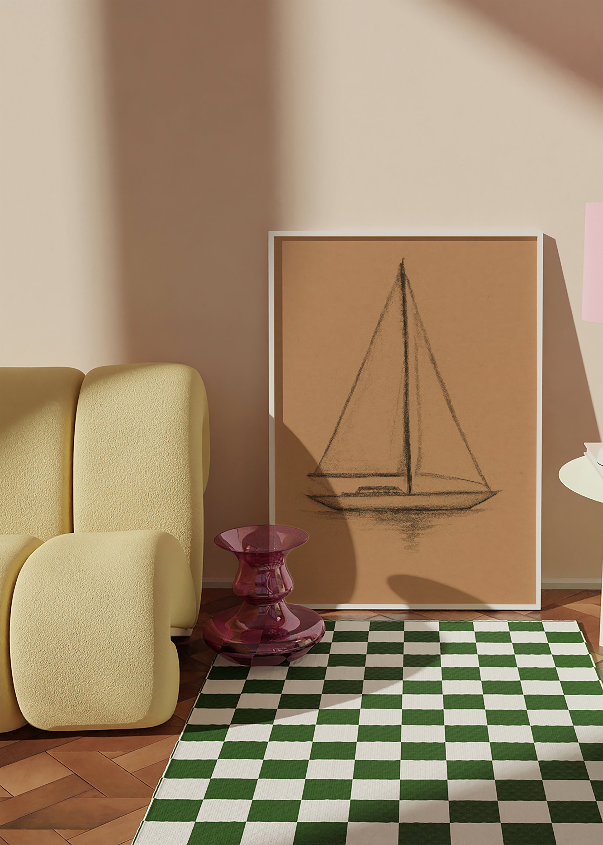 Sort-hvid kunst: sejlbådssketch – Product2