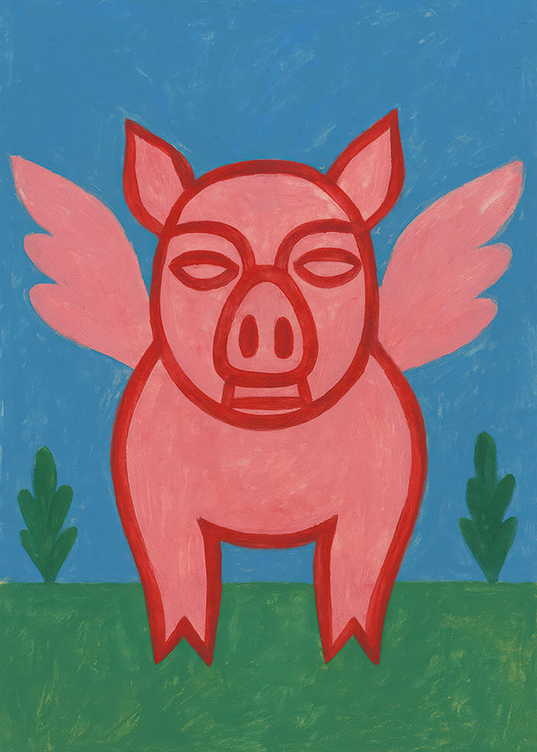 Plakat flyvende gris legende illustration