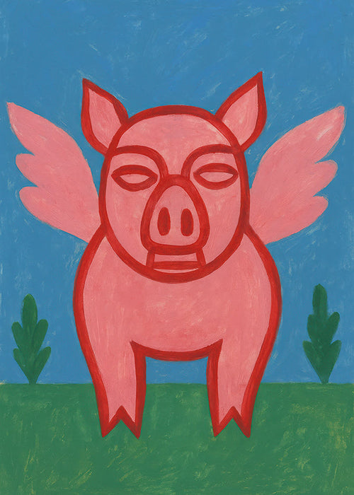Plakat flyvende gris legende illustration