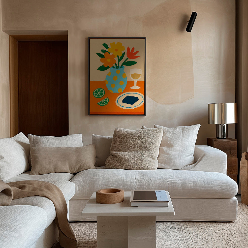 Køkkenkunst med blomsterstilleben – Canvas1