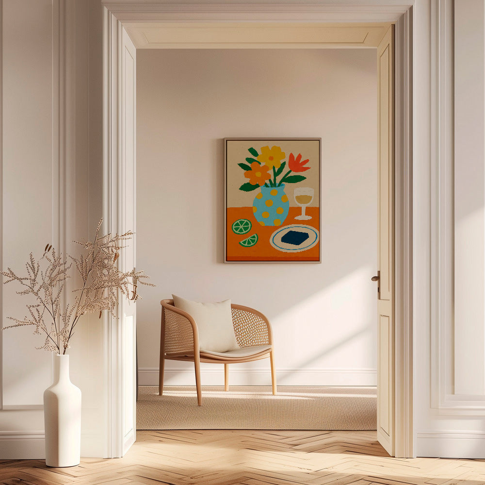 Køkkenkunst med blomsterstilleben – Canvas2