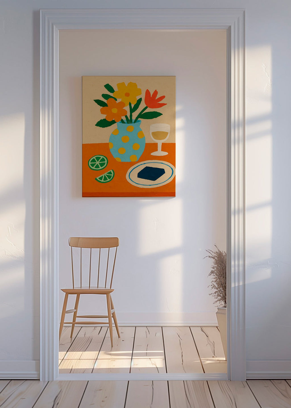 Køkkenkunst med blomsterstilleben – Canvas