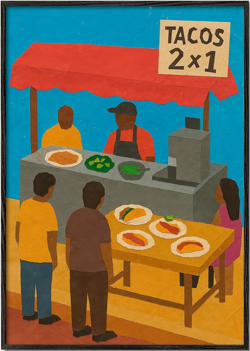 Køkkenkunst med illustreret tacos-bod – Black Frame